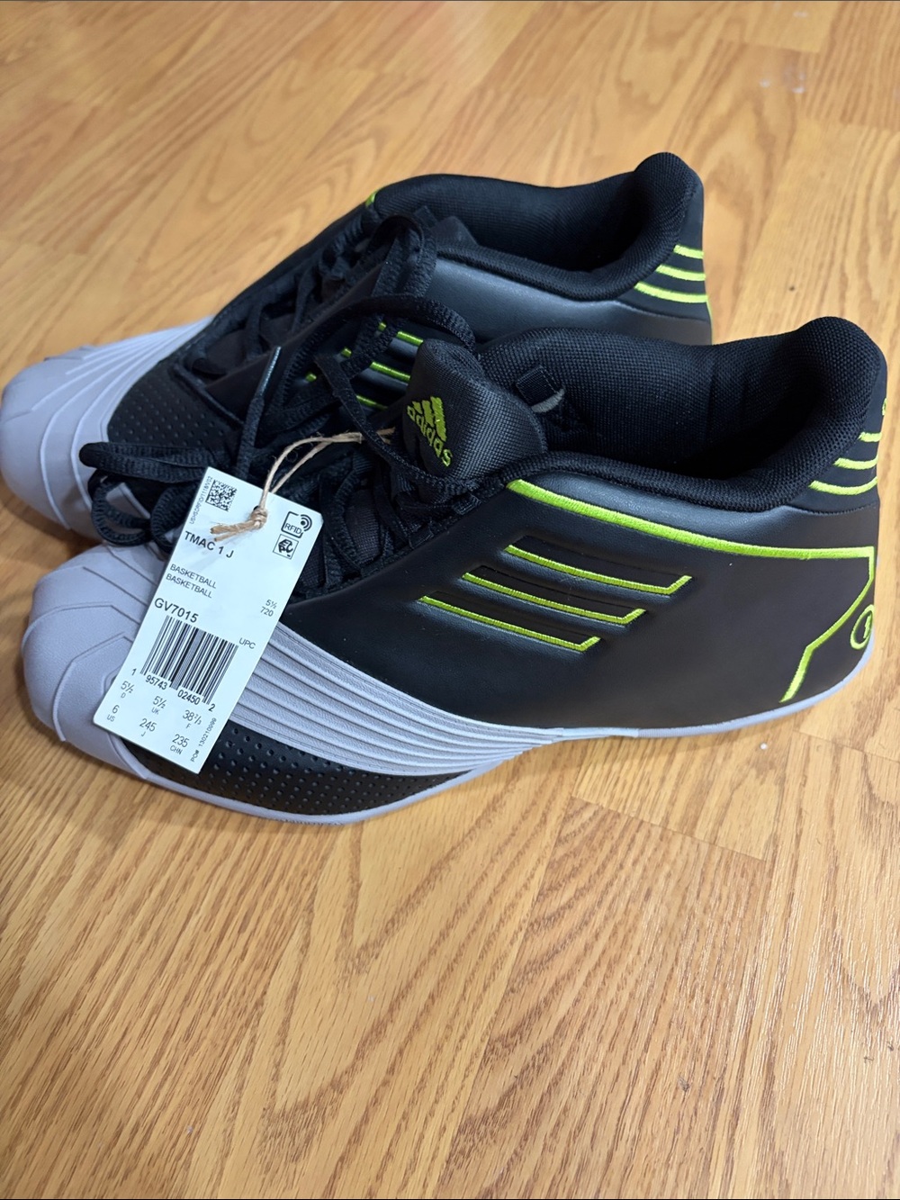adidas Kids Black and Neon Green Sneakers